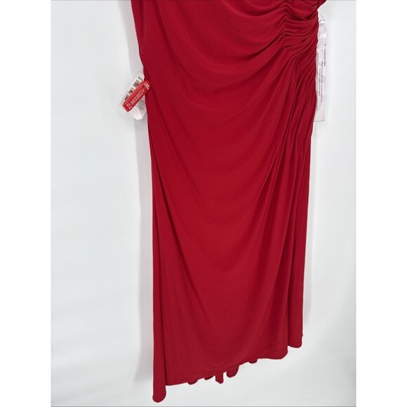 Mac Duggal Size 12 Red 26484 Ruched One-Shoulder Jersey Midi Cocktail Dress - Picture 8 of 13